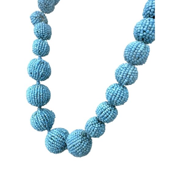 Unbranded Accessories - Vintage Light Blue Beaded Statement Necklace With Ball Design